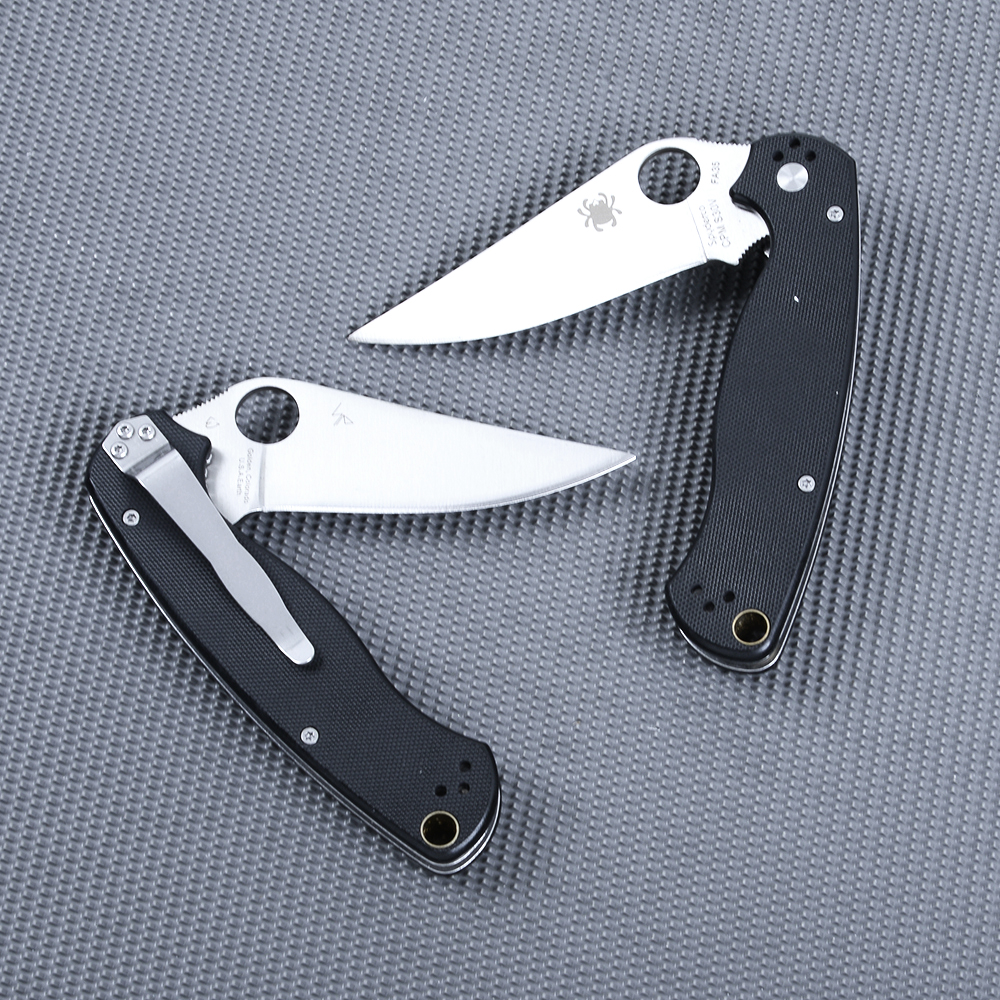 SPC#Medium Black มีดเดินป่า มีดแคมปิ้ง Spyderco CPM S30V FA35 มีดพับ เหล็กใบมีดสแตนเลส ชิ้น 330 กรัม Black 21 cm.