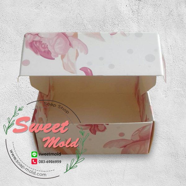 กล่องกระดาษแบบเปิดด้านบนลายดอกไม้สีชมพู 50 ชิ้น