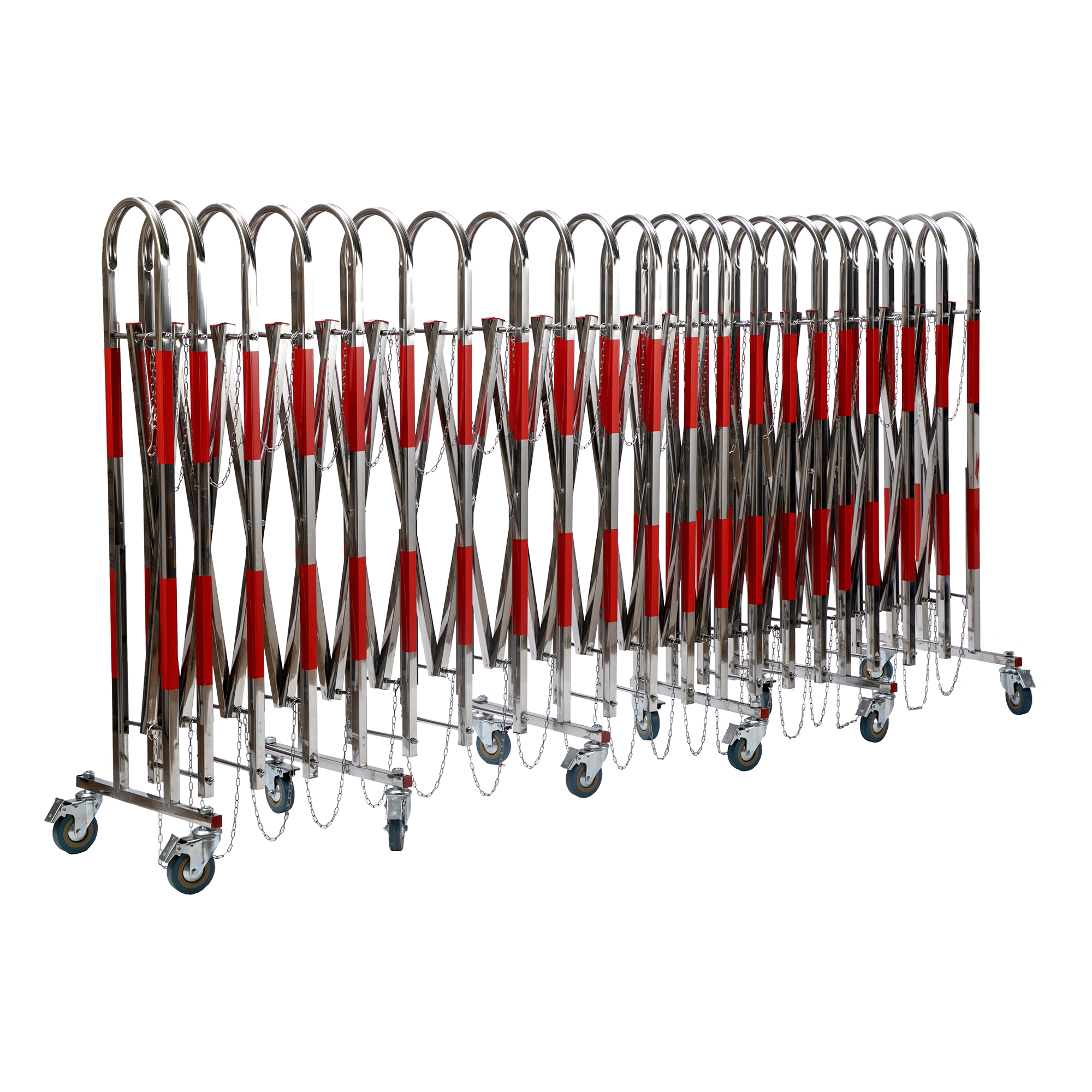 แผงกั้นจราจรยืดหด แบบแสตนเลส 10 ม.