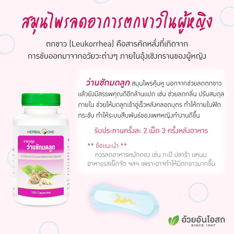 ยาแคปซูลว่านชักมดลูก อ้วยอันโอสถ เฮอร์บัลวัน Herbal One