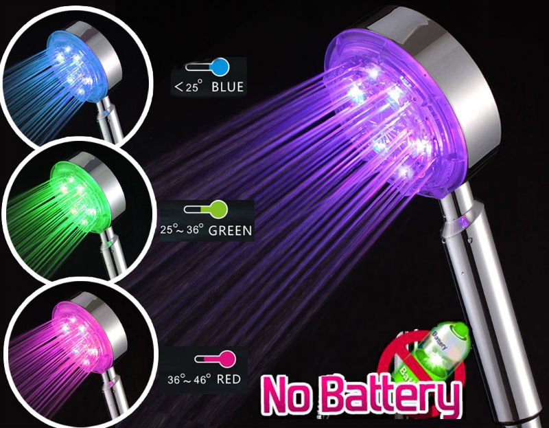 ฝักบัวสายฝนอาบน้ำ ฝักบัว LEDเปลี่ยนสีได้ 3 สี ไม่ต้องใช้ถ่าน