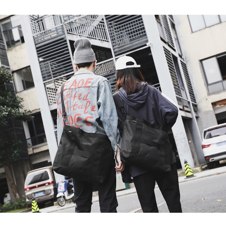 มาใหม่! NY35 กระเป๋าสะพายข้าง กระเป๋าถือ ลดโลกร้อน สีดำ สวยเท่ ผ้า Nylon กันน้ำ ผู้ชาย ผู้หญิง