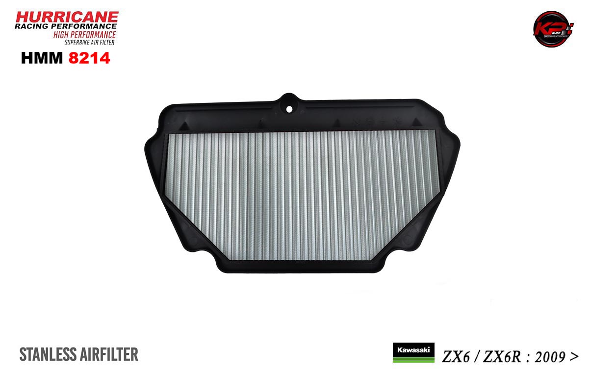 กรองอากาศ HURRICANE FOR KAWASAKI ZX6/ZX6R (STANLESS) HMM 8214