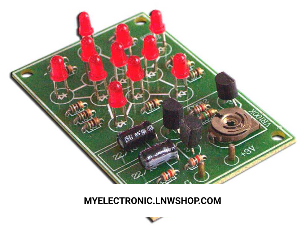 ชุดลงปริ้นFA147วงจรไฟกระพริบรูปดาวLED11ดวง(ยังไม่ประกอบลง PCB)