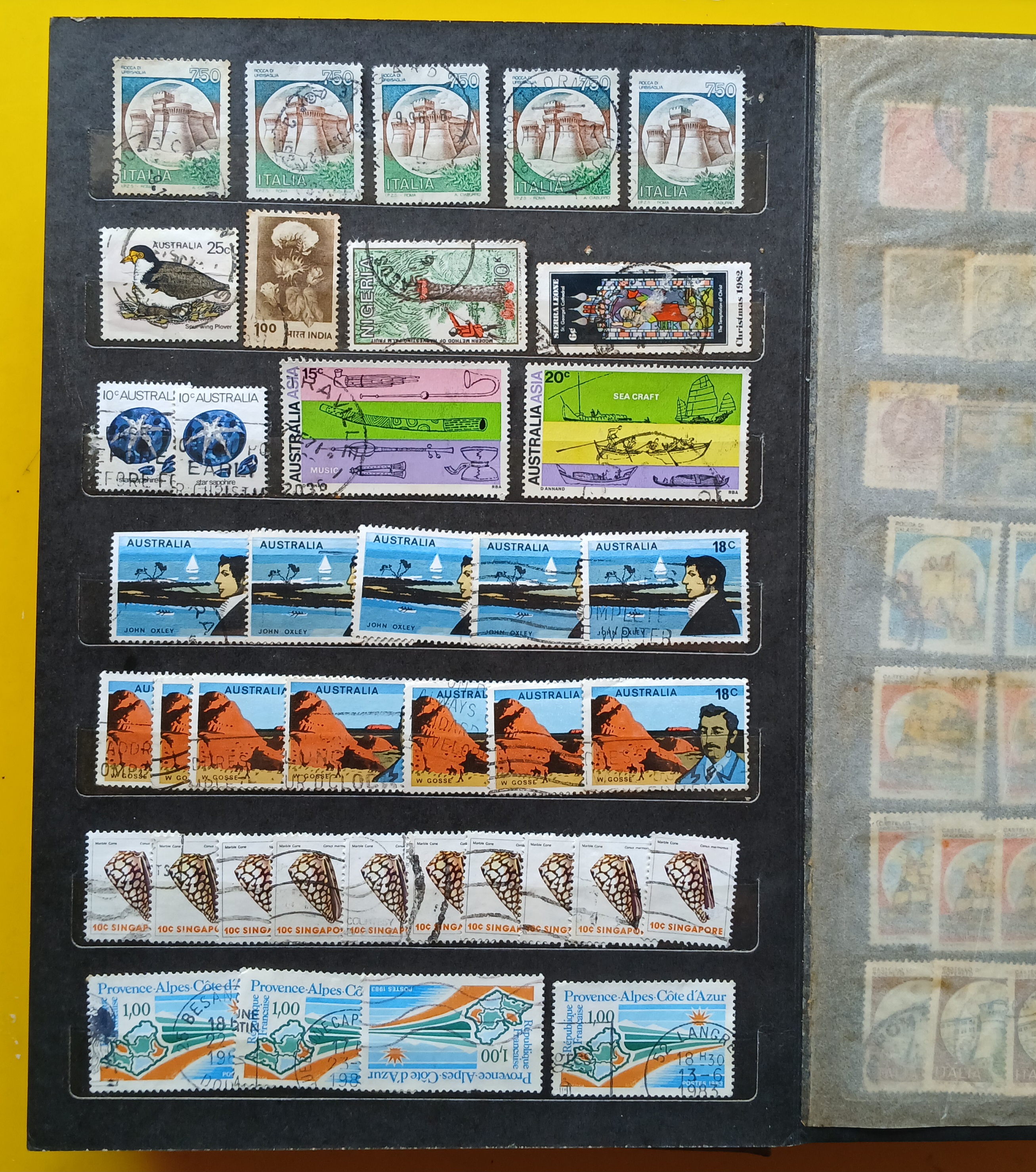 s3449-แสตมป์ต่างประเทศ พร้อมสมุด รวม 14 หน้า / 417 ดวง +โปสการ์ด ติดแสตมป์ต่างประเทศ ใช้แล้ว 4 ใบ +ซองส่งจริง ต่างประเทศส่งมาไทย 4 ซอง