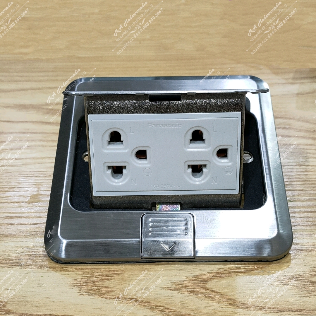 POP-UP ปลั๊กกราวคู่panasonic ฝังพื้น (สีเงิน)