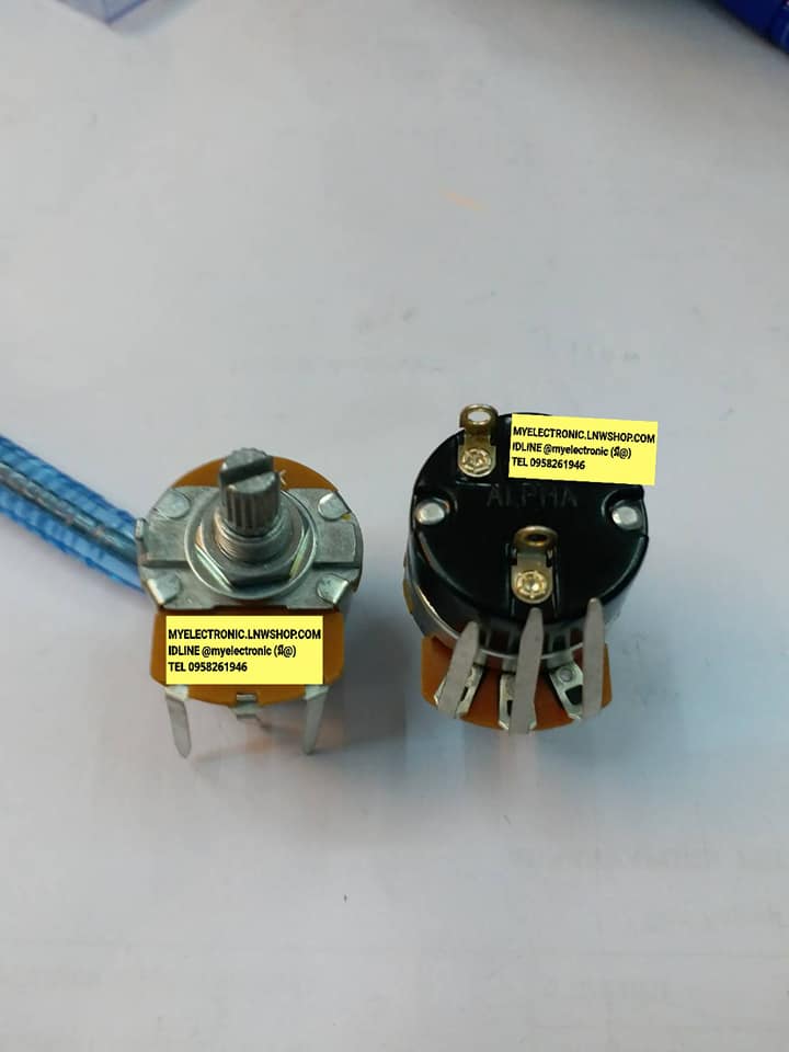 โวลุ่มB100K VOLUMEโวลุ่มแกนดำ3ขาแกนยาว18มม.ตัวกว้าง10มม.สูง12มม.โวลุ่มทรงตั้ง100KB