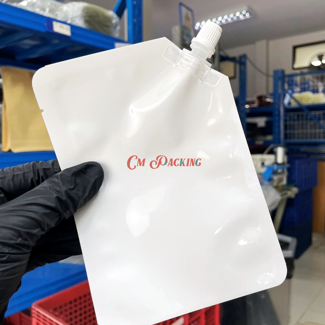 ถุงลามิเนต ฝาเกลียว (50ใบ) ใส่น้ำ กาแฟ Coldbrew ชา สีขาว ตั้งไม่ได้ ซีลปิดก้นถุง