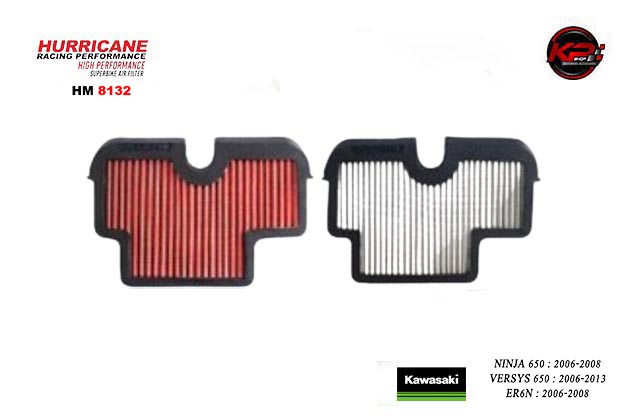 กรองอากาศ HURRICANE FOR KAWAZAKI VERSYS650 2006-2013 / NINJA650 / ER6N 2006-2008 (STANLESS) HM8132
