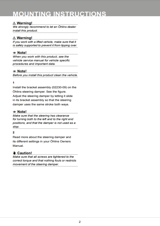 กันสะบัด OHLINS SD 002 FOR Stroke 90 MM