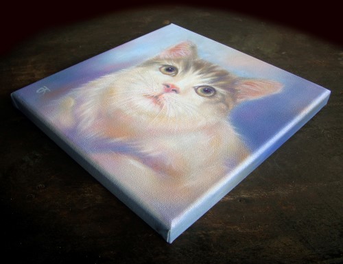 Cat 07 ภาพวาดสีน้ำมัน บนเฟรมผ้าใบ canvas ขนาด 20 x 20 cm.