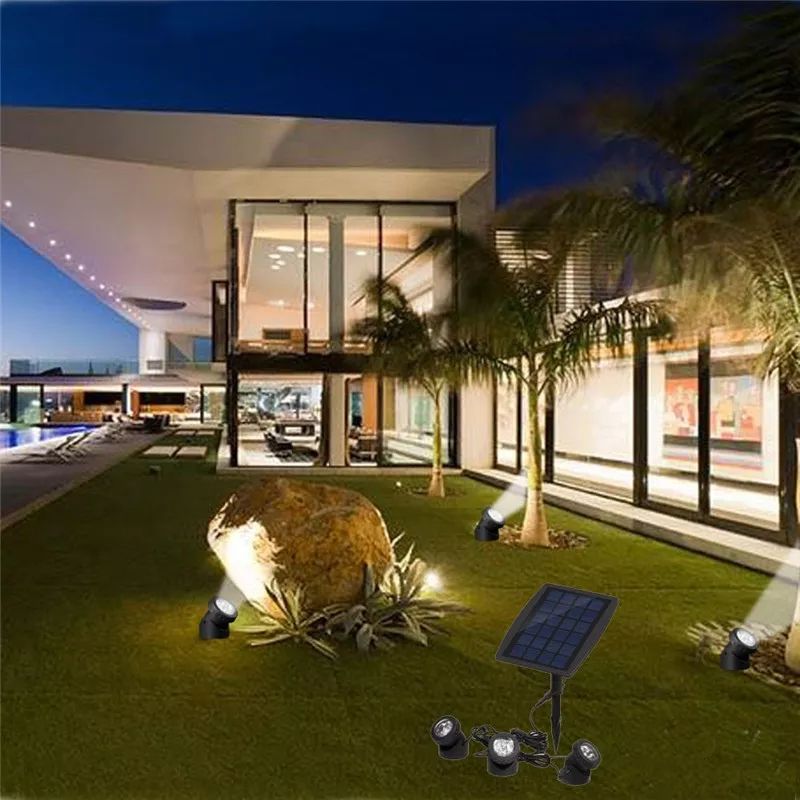 สว่างมาก อัพเกรดใหม่ ไฟใต้น้ำโซล่าเซลล์ 30 w รุ่น 3 หัว IP68 กันน้ำ 100% ใช้ใต้น้ำ/ไฟส่องต้นไม้ได้ ไฟใต้น้ำบ่อปลา