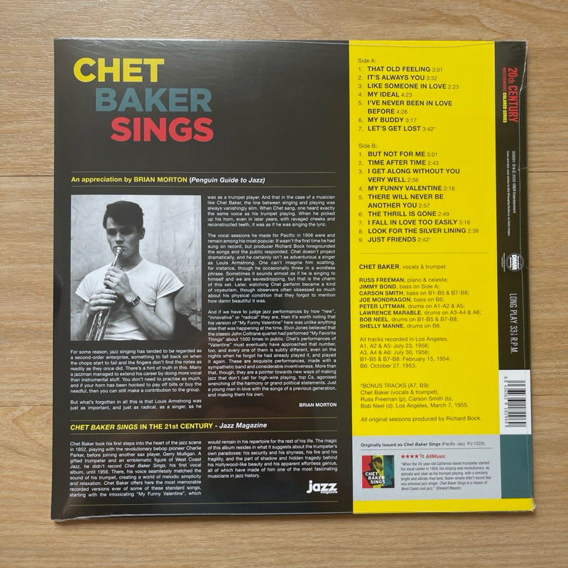 แผ่นเสียง Chet Baker Sings , Vinyl, LP, Album, Limited Edition, Blue Vinyl, 180g มือหนึ่ง ซีล