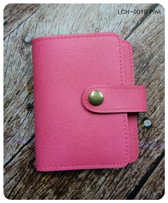 (LCH-0010) กระเป๋าใส่บัตรเคลือบ สีชมพู