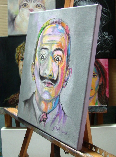 Salvador Dali ภาพวาดสีน้ำมัน-สีอะครีลิค งานเพ้นท์บนเฟรมผ้าใบ canvas ขนาด 24x30 cm.