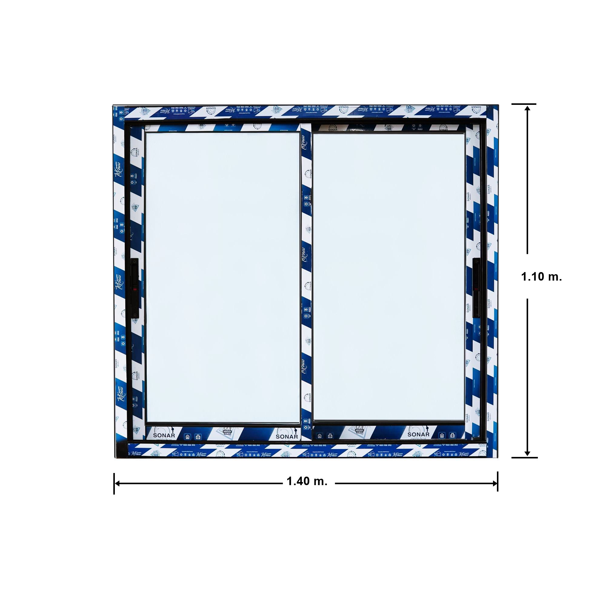 หน้าต่างบานเลื่อน 140 x110 สีดำ ชุดสำเร็จ