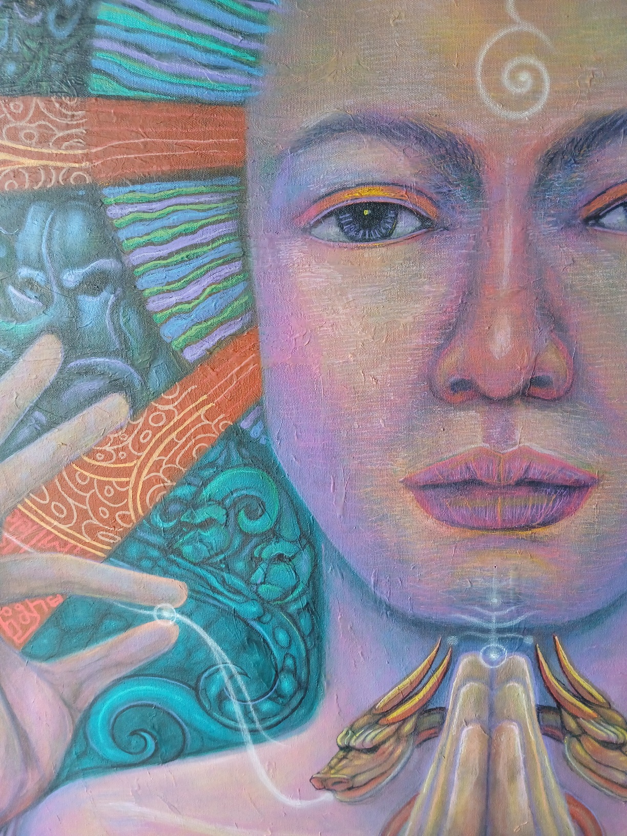 "เพลงชาติ" สีอะครีลิค บนเฟรมผ้าใบ ขนาด 130 cm. x 150 cm.