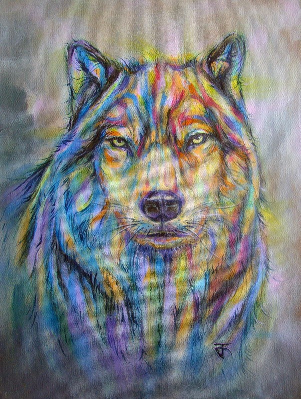 "Wolf no.4" ภาพวาดสีอะคริลิค บนผ้าใบ canvas ไม่ขึงบนเฟรม ขนาด 30 x 40 cm.