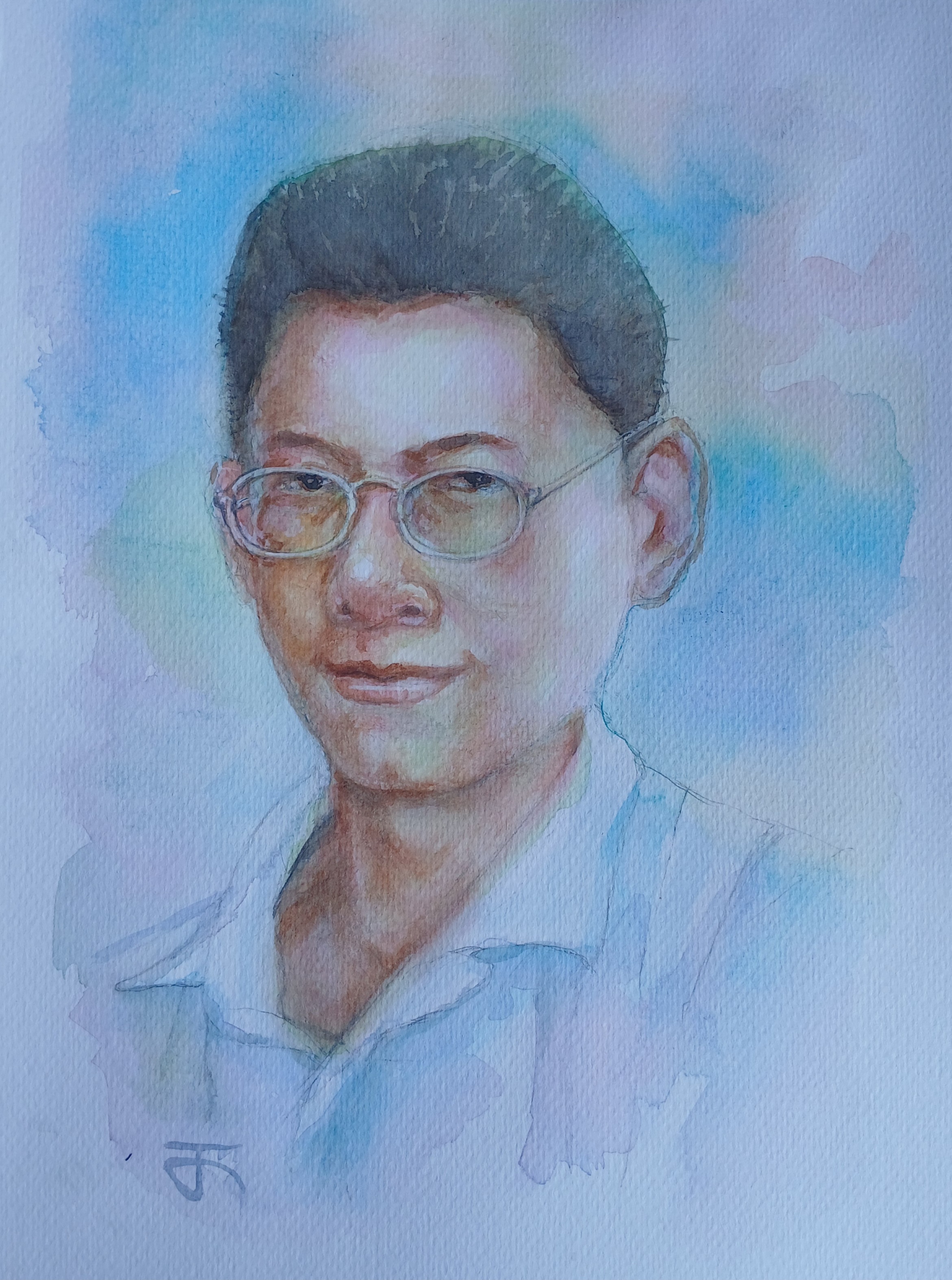 Portrait-2501-x7 สีน้ำ บนกระดาษ Canson 320 แกรม ขนาด [A4] 21 cm. x 29.7 cm.