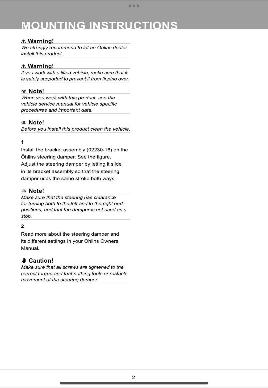 กันสะบัด OHLINS SD 007 สำหรับ Stroke 63 MM