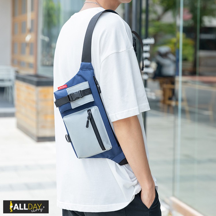 มาใหม่! NY26 กระเป๋าคาดอก กระเป๋าคาดเอว สีดำ น้ำเงิน กรมท่า สวยเท่ ผ้า Nylon กันน้ำ ผู้ชาย ผู้หญิง