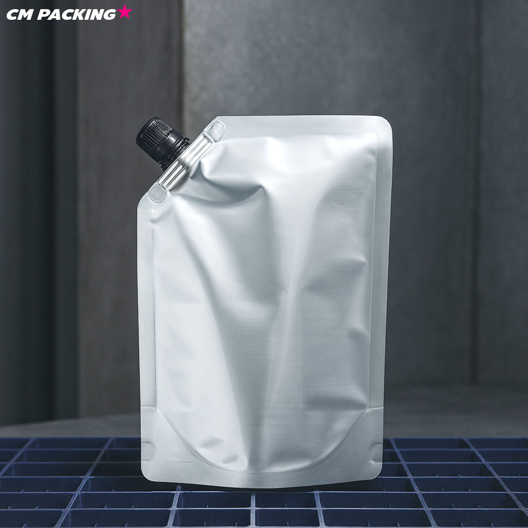 [50ใบ] ถุงอลูมิเนียมฟอยล์ ฝาเกลียว ถุงบรรจุของเหลว/เคมีภัณฑ์ 1 ลิตร จุกใหญ่ 1.6 ซม. (แบบหนาพิเศษ)