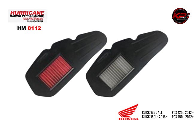กรองอากาศ HURRICANE FOR HONDA CLICK125/CLICK150i /PCX125 /PCX150 (STANLESS) HM8112