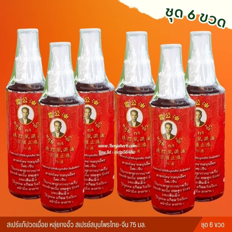 ชุด 6 ขวด/สเปรย์สมุนไพรไทย-จีน "หลุ่ยกงอิ้ว"