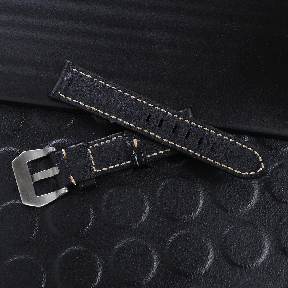 WS-09-10-22-57-60 สายนาฬิกาหนังแท้ GENUINE LEATHER WATCH BAND ขนาด 20 มิล อุปกรณ์เสริมนาฬิกาชายและหญิง ชิ้น 225 กรัม Black-Brown 20 mm