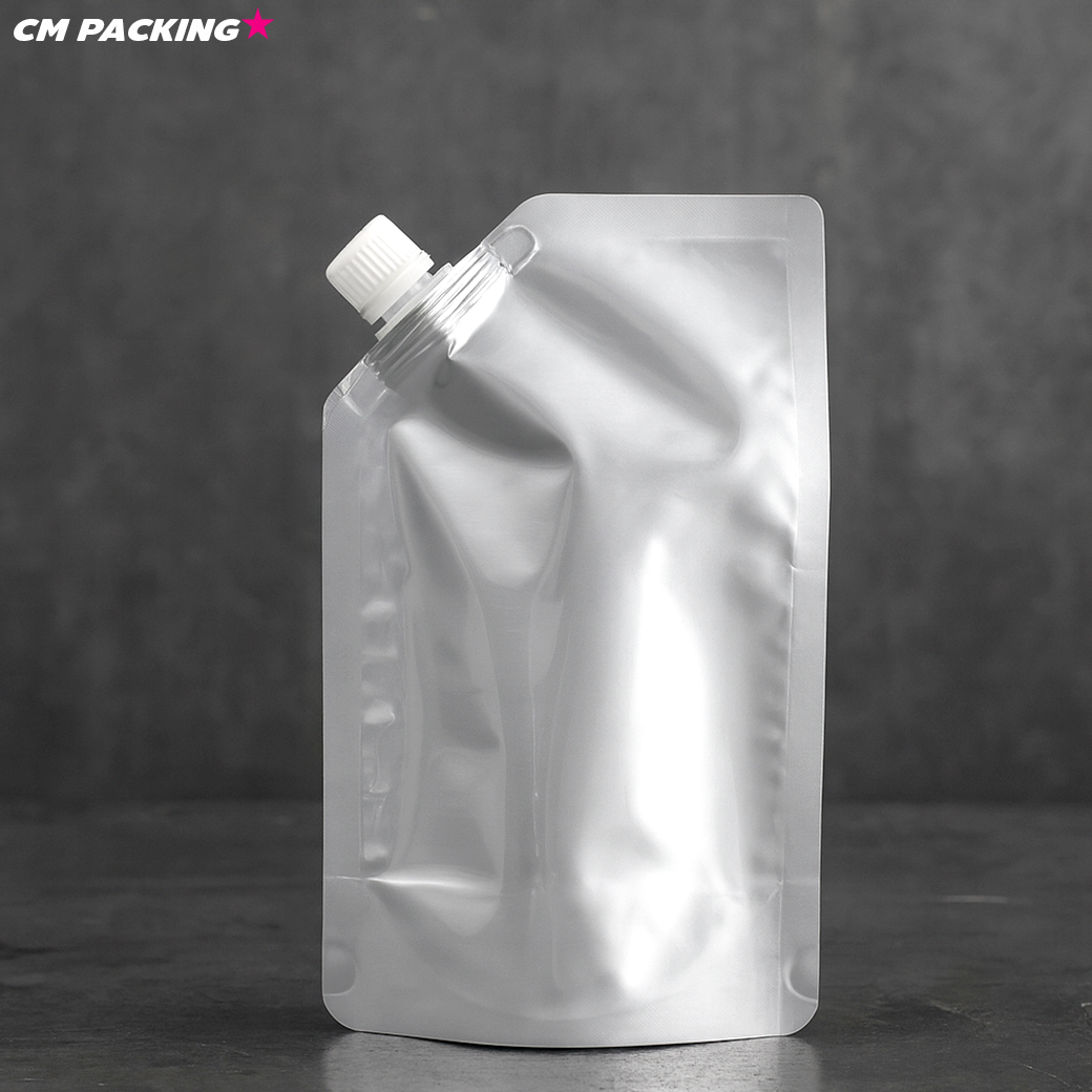 [50ใบ] ถุงอลูมิเนียมฟอยล์ ฝาเกลียว ถุงบรรจุของเหลว/เคมีภัณฑ์ 1 ลิตร จุกใหญ่ 1.6 ซม. (แบบหนาพิเศษ)