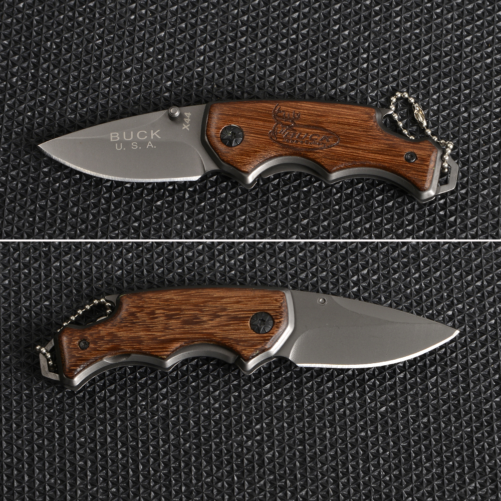 BUCK-X44-61-65-35 มีดเดินป่า อุปกรณ์เดินป่า มีดพับพกพา มีดพกเดินป่า Outdoor Folding Knife Camping Mini Pocket แค้มป์ปิ้ง มีดปอกผลไม้ มีดกลางแจ้ง ชิ้น 239 กรัม Black-Silver ดูจากรูป