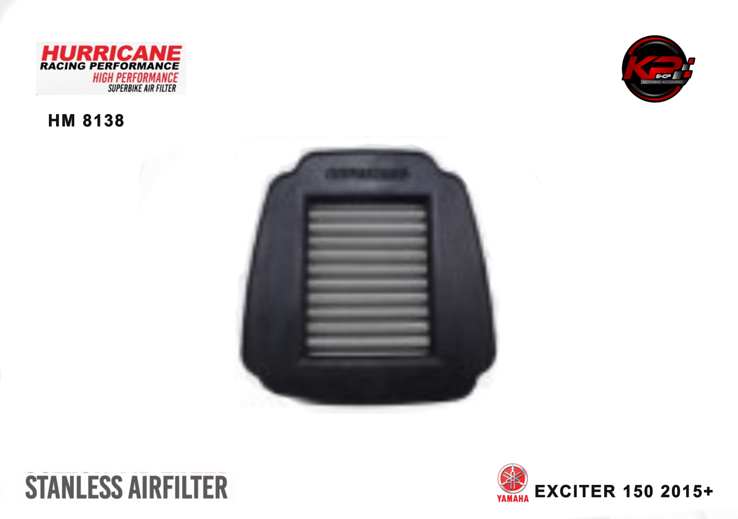 กรองอากาศ HURRICANE FOR YAMAHA EXCITER 150 2015+(STANLESS) HM8138
