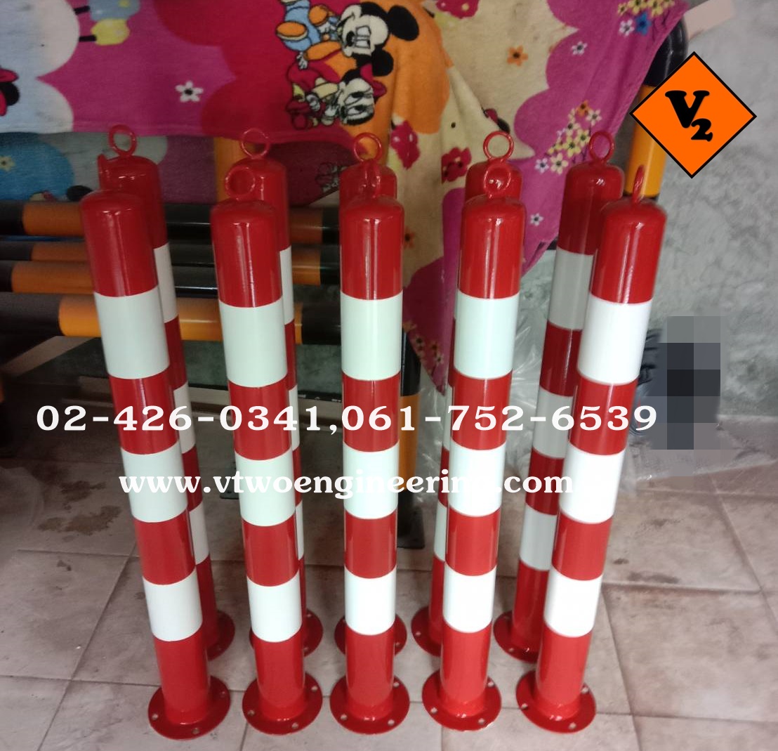 เสาเหล็กกันชน 3 นิ้ว สูง 80 ซม พร้อมห่วงคล้องโซ่ TB0013