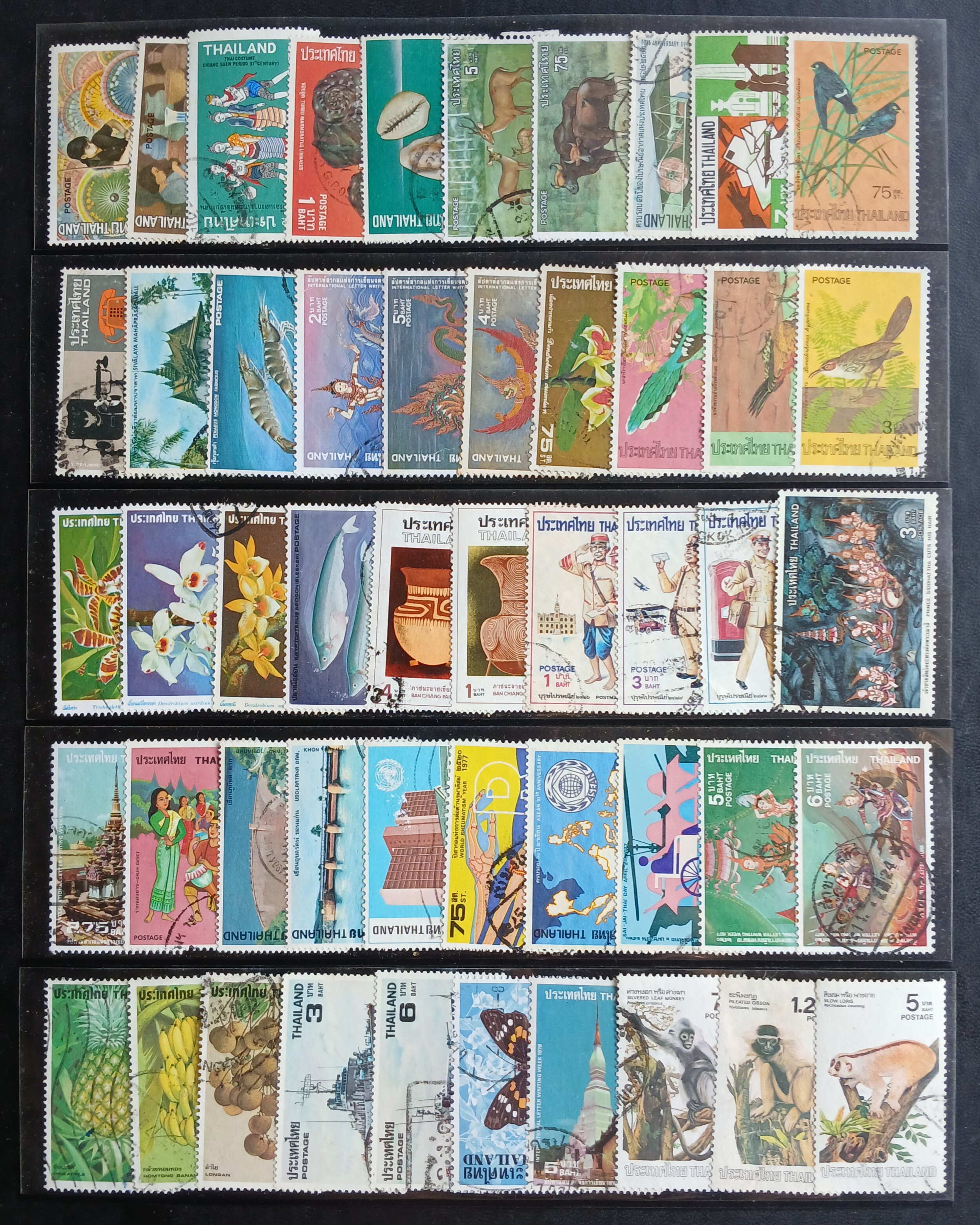 แสตมป์ไทยใช้แล้ว 150 ดวงไม่ซ้ำ มีสภาพดี ปีลึก มีครบชุด, ดวงเดี่ยว, ดวงเศษ (L8)