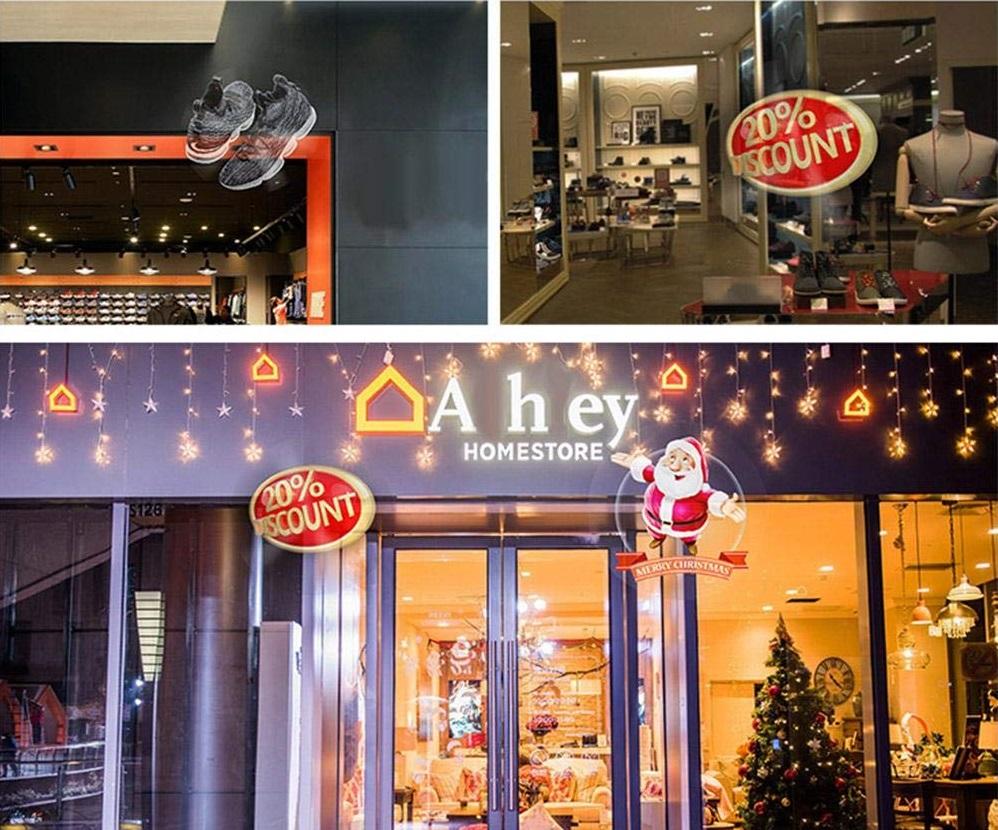 Led Advertising Hologram Display Projector จอแสดงผลแอลอีดีโปรเจคเตอร์ Exhibition Fair โฆษณา โปรเจคเตอร์โฮโลแกรมโฮโลแกรมแบบพกพาเครื่องเล่น Holographic Projector โปรเจคเตอร์สำหรับป้ายโลโก้, ฟรี SD CARD + อุปกรณ์ครบชุด สะดวกใช้ง่ายด้วยตัวเอง