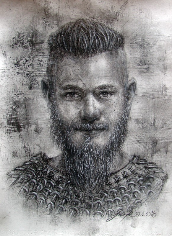 Viking ภาพวาดดินสอ ชาโคล กระดาษ 200 แกรม ขนาด 27.5 x 37.5 cm.