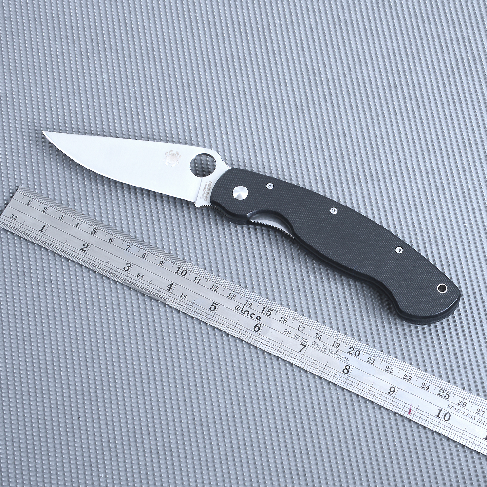 SPC#Large Black มีดเดินป่า มีดแคมปิ้ง Spyderco CPM S30V มีดพับ เหล็กใบมีดสแตนเลส 1 350 กรัม Black 24 cm.