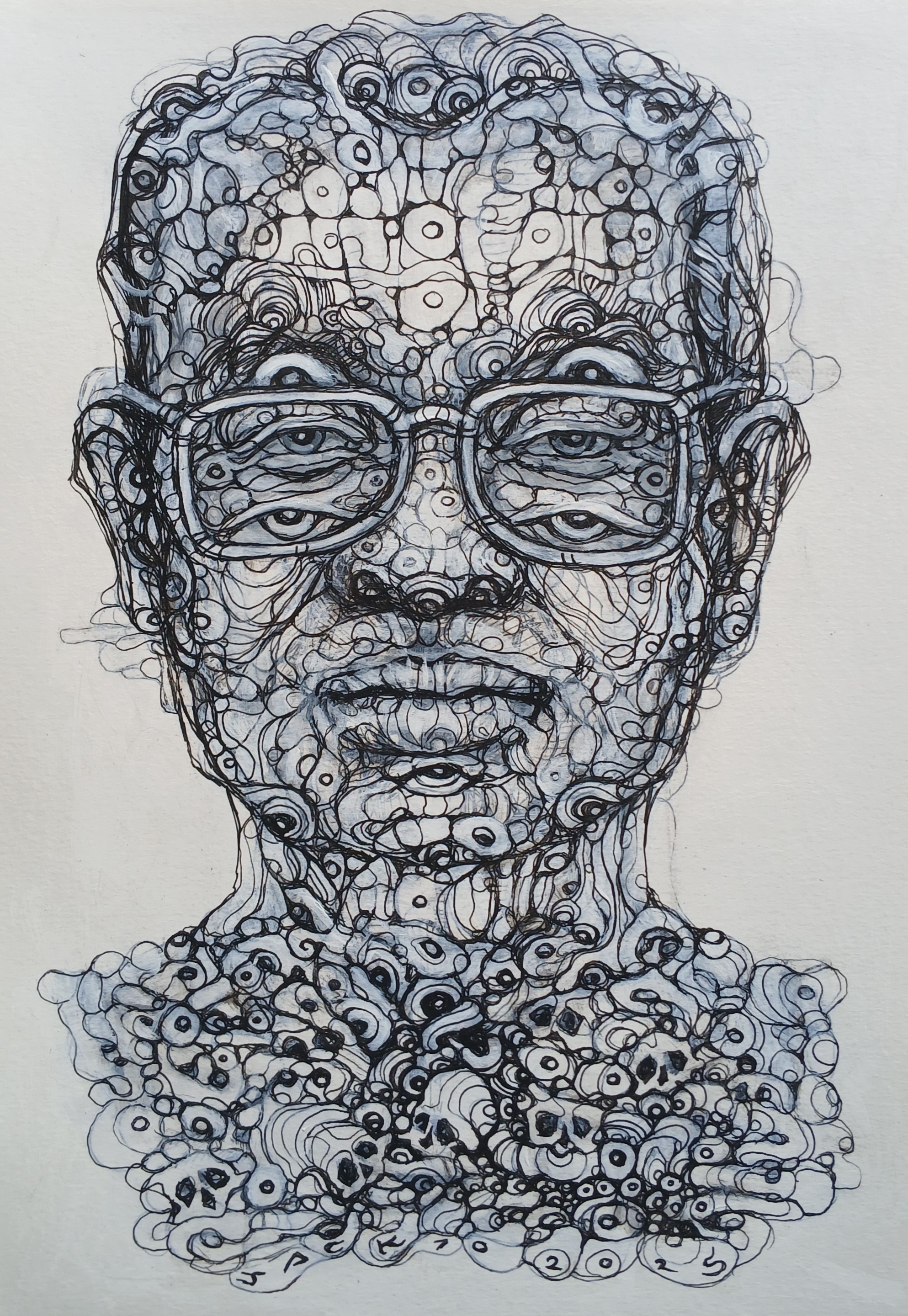 Surreal Portrait 40 สีอะครีลิค ปากกาหมึกดำ กระดาษร้อยปอนด์ (200 แกรม) ขนาด 21 × 29.7 cm. A4