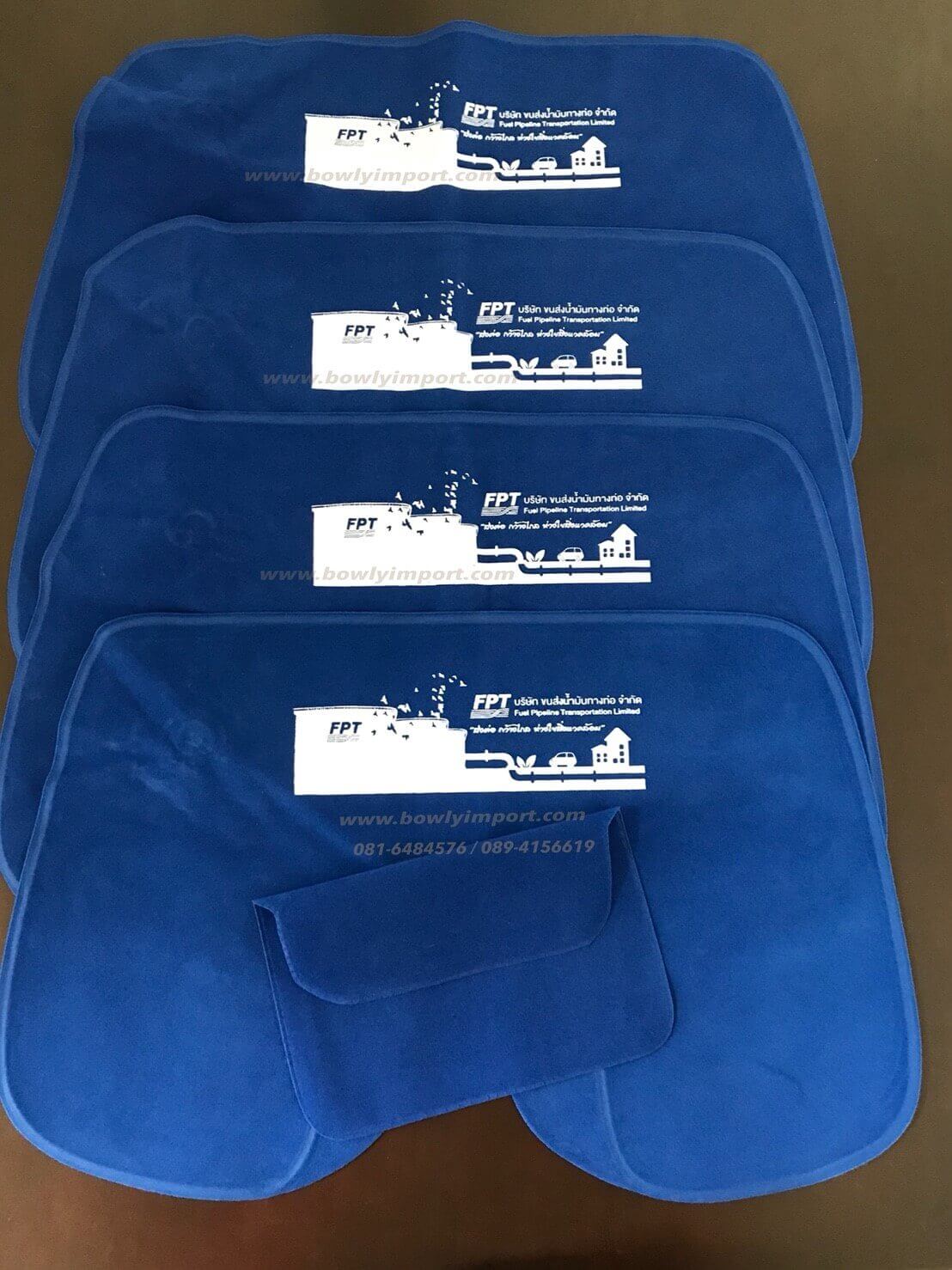 หมอนรองคอเป่าลม เนื้อผ้ากำมะหยี่ พร้อมสกรีนโลโก้