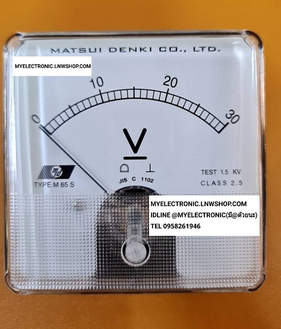 ขาย มิเตอร์30VDC รุ่น M65S PANAL METER มิเตอร์ 30V DC SIZE ขนาด 80×80MM. ยี่ห้อ MATSUDENKI MADE IN JAPAN ของแท้ ราคา ตัวละ . . . หน่วMย บาท