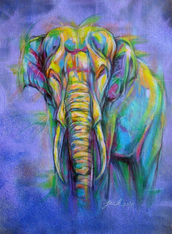"Chang no.2" ภาพวาดสีอะคริลิค บนผ้าใบ canvas ไม่ขึงบนเฟรม ขนาด 30 x 40 cm.