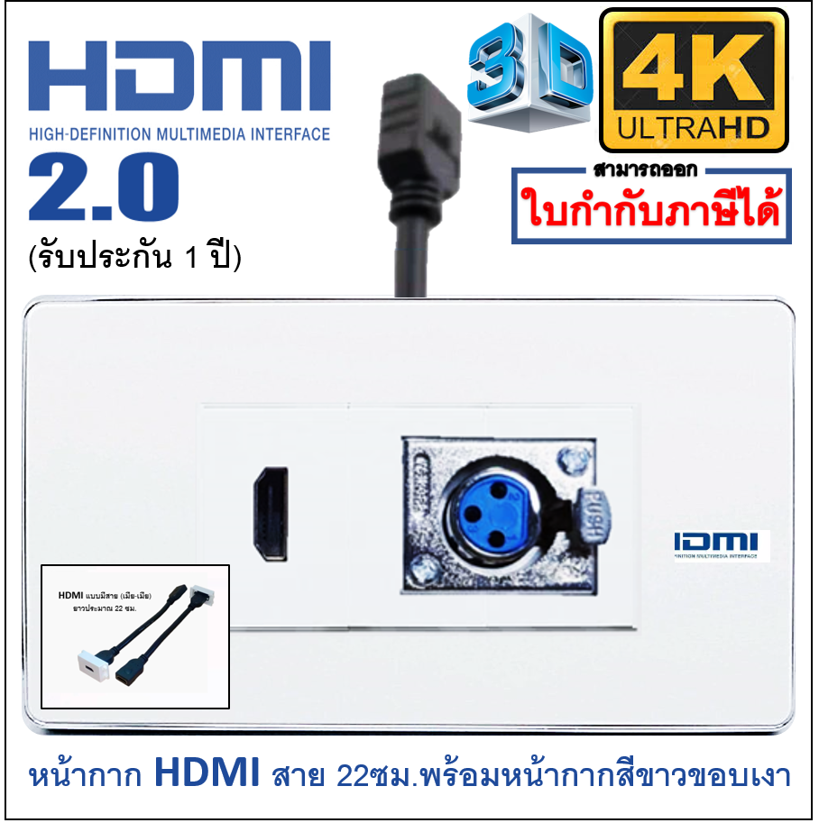 Wall Plate HDMIสาย/XLR (ขอบเงา)(3ช่อง)