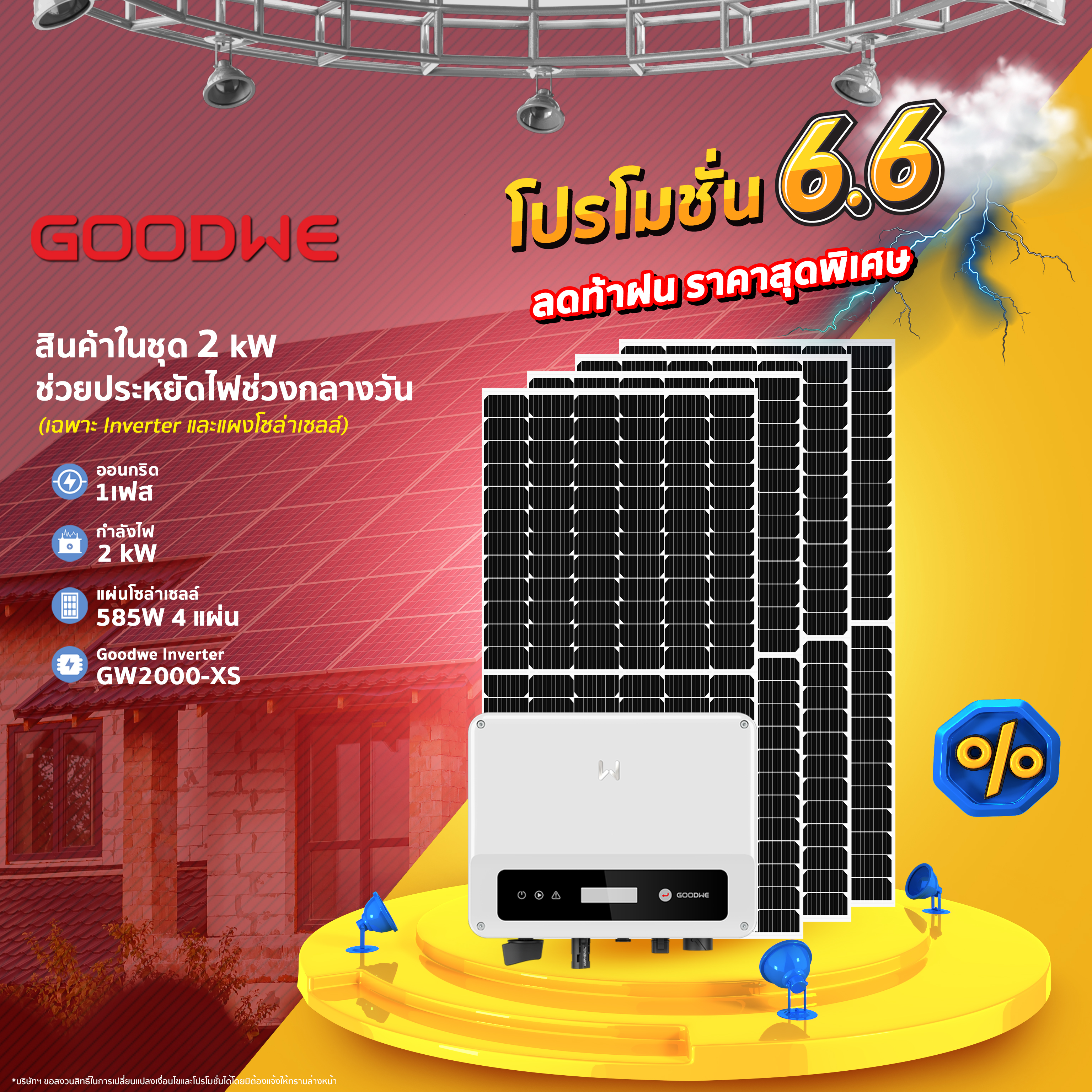 ชุดโซล่าเซลล์ 2kW 1Phase (โปรโมชั่น)