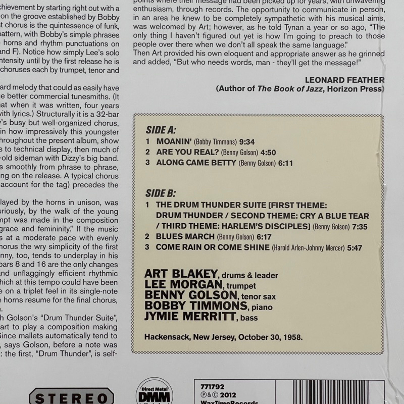 แผ่นเสียง Art Blakey & The Jazz Messengers - Moanin' Vinyl, LP, Album, Stereo, Limited Edition,มือหนึ่ง ซีล