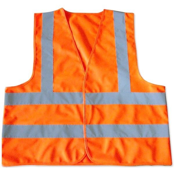 เสื้อจราจรสะท้อนแสง ผ้าแฟบริคสีส้มแถบเงิน RV-10-02