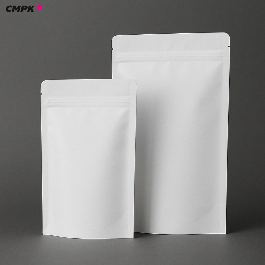 (50ใบ) ถุงคราฟท์ มีซิป สีขาว/น้ำตาล ตั้งได้ ด้านในเป็นฟอยล์กันชื้น ป้องกันอากาศได้ดี