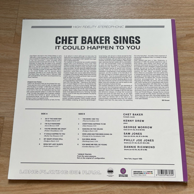 แผ่นเสียง Chet Baker - It Could Happen To You ,**Limited Edition, Purple Vinyl, LP, Album, มือหนึ่ง ซีล