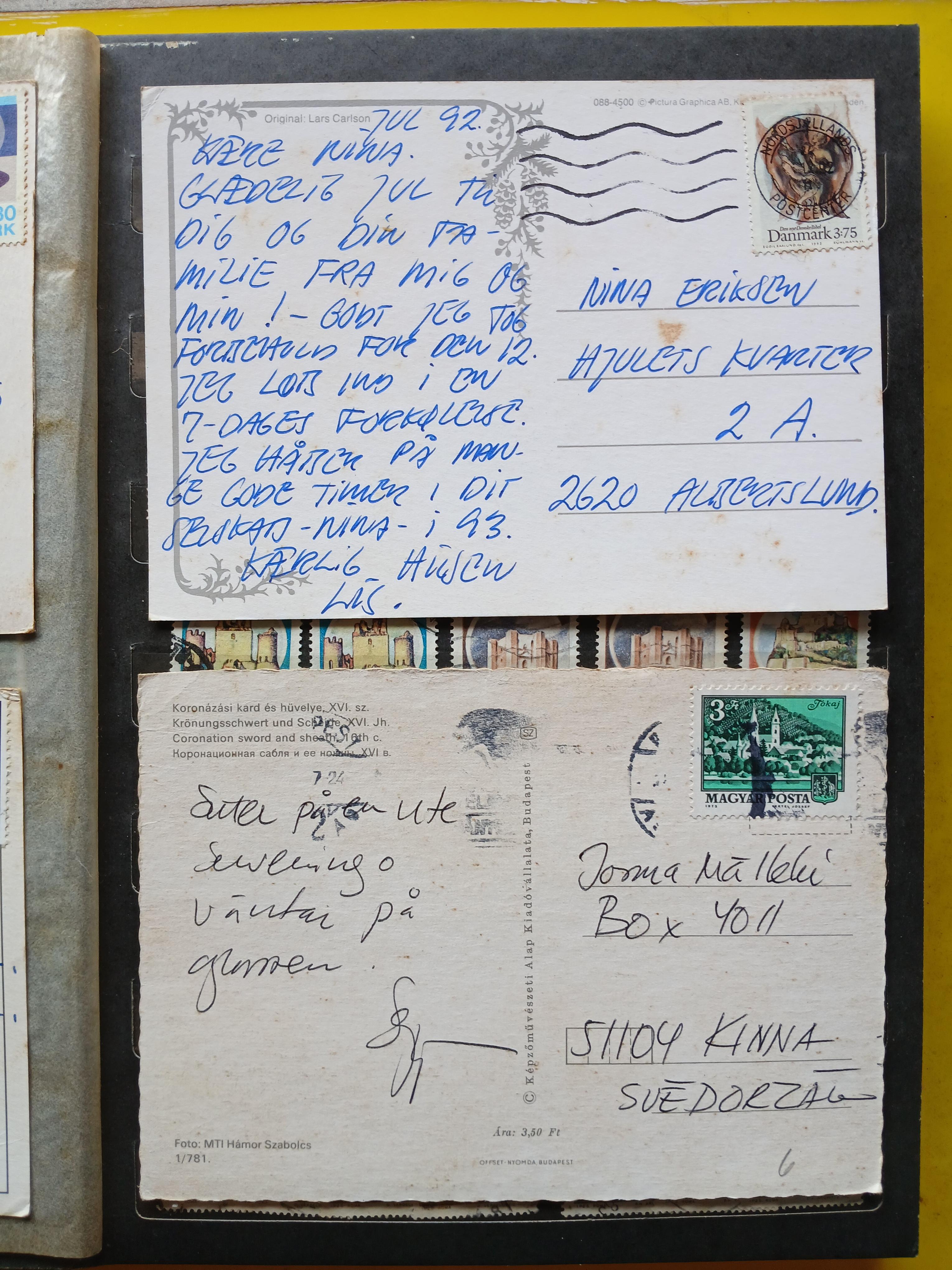 s3449-แสตมป์ต่างประเทศ พร้อมสมุด รวม 14 หน้า / 417 ดวง +โปสการ์ด ติดแสตมป์ต่างประเทศ ใช้แล้ว 4 ใบ +ซองส่งจริง ต่างประเทศส่งมาไทย 4 ซอง