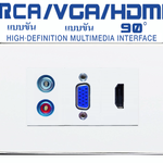 Wall Plate RCA-VGA-HDMI (ขอบเงา)(3ช่อง)