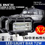 X2 เเพ็คคู่ สุดคุ้ม !! LED LIGHT BAR ไฟสปอร์ตไลท์ ไฟหน้ารถ ไฟท้าย 72W 12V-24V รุ่น COMBO BEAM ทรงเหลี่ยม เเสงขาว งานพรีเมี่ยม จำนวน 2 ชิ้น